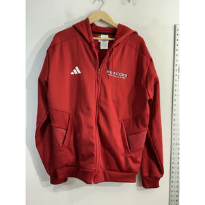 Men’s Adidas Rutgers Hooded Jacket Swimming & Diving Large Red Zip Front Pockets